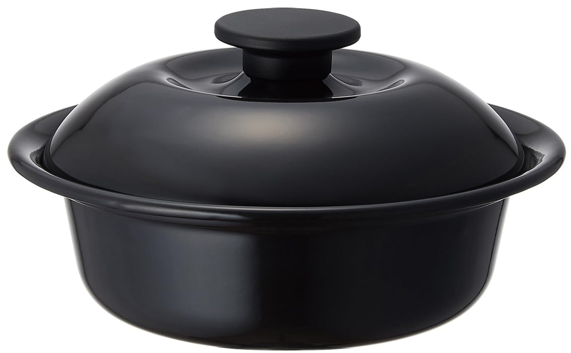 Noda Horo Ko-19Bk: Small Enamel Pot for One-Person Ramen/Udon Japan-Made