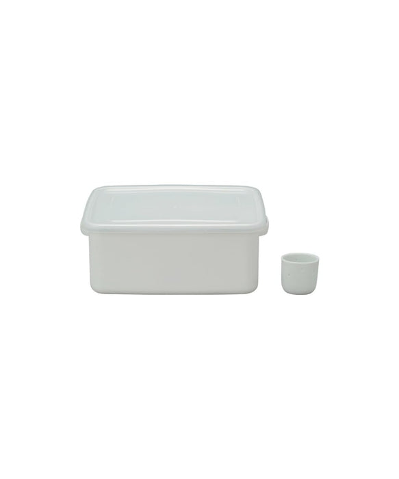 Noda Horo Enamel Pickle Container 5.8L Rectangle White Made in Japan