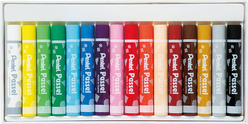 Pentel 16-Color Crayon Set with Rubber Hook Ghpar-16 Pass Passel Series-Kiichin - The #1 Place for Japanese Goods in Your Hand!