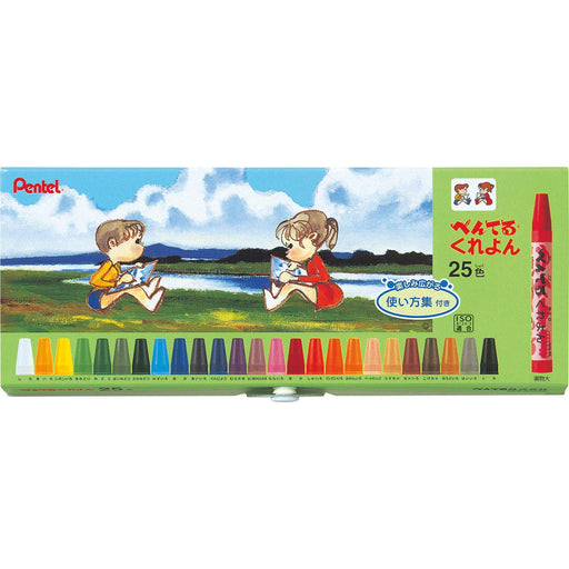Pentel 25 Color Set Crayon Ptcr-25 with Usage Guide-Kiichin - The #1 Place for Japanese Goods in Your Hand!