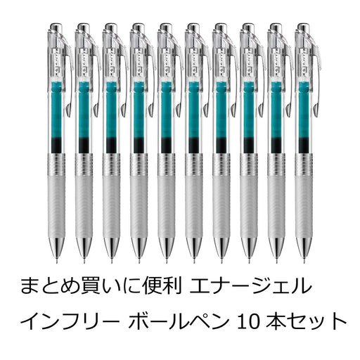 Pentel Energel Infree 0.5 Turquoise Blue Gel Ballpoint Pen 10 Piece Pack-Kiichin - The #1 Place for Japanese Goods in Your Hand!