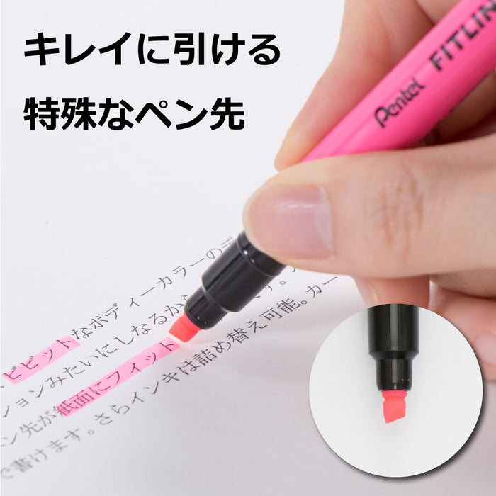 Pentel Fitline Pink Highlighter 10-Pack SLW11-P - Quality Marking Pens-Kiichin - The #1 Place for Japanese Goods in Your Hand!