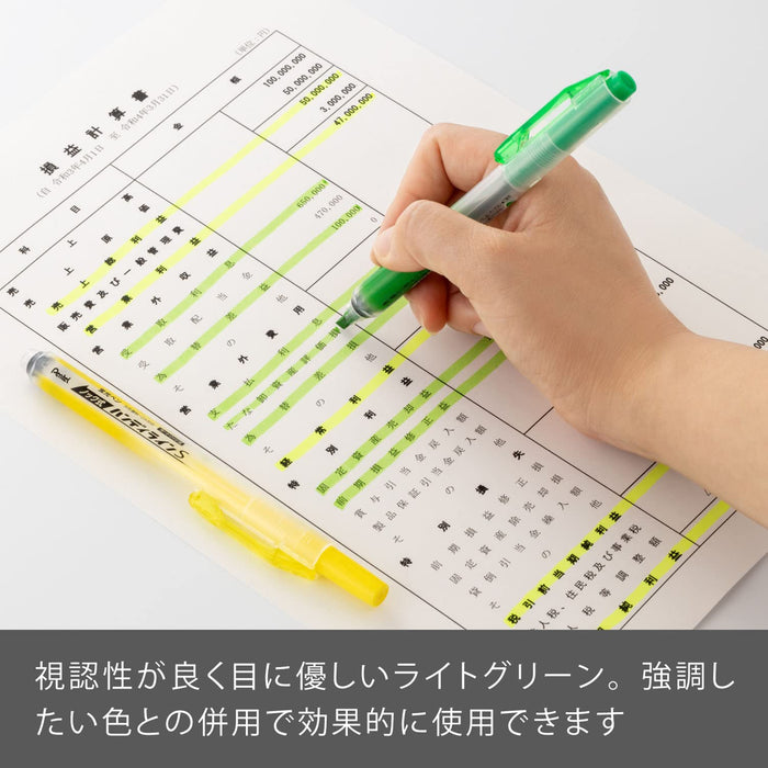 Pentel Handy Line S Light Green Highlighter Pack of 10 SXNS15-K-Kiichin - The #1 Place for Japanese Goods in Your Hand!