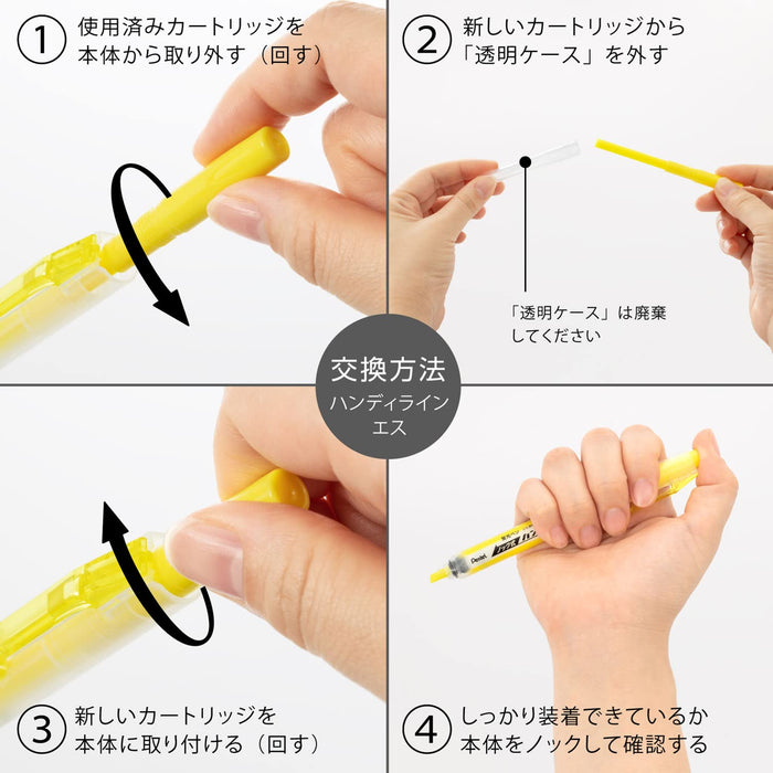 Pentel Handy Line S Xslr3-G Yellow Highlighter Pen with 10 Cartridges-Kiichin - The #1 Place for Japanese Goods in Your Hand!