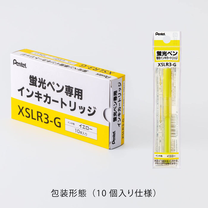 Pentel Handy Line S Xslr3-G Yellow Highlighter Pen with 10 Cartridges-Kiichin - The #1 Place for Japanese Goods in Your Hand!