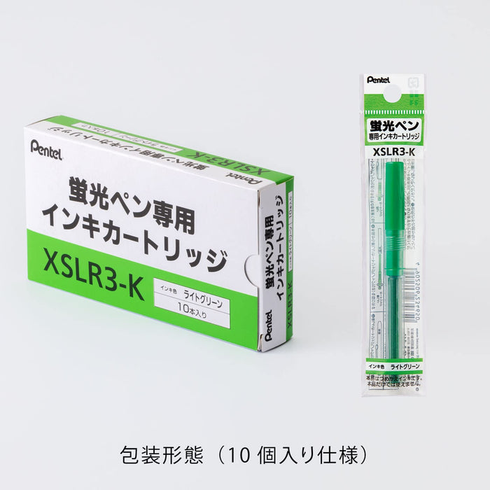 Pentel Handy Line S Highlighter Pen Light Green Cartridge Pack of 10-Kiichin - The #1 Place for Japanese Goods in Your Hand!