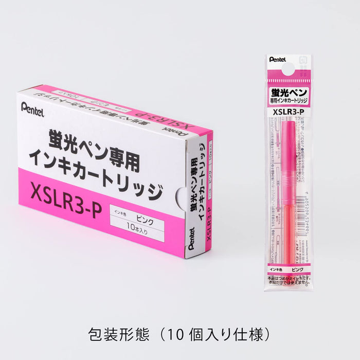 Pentel Handy Line S Pink Highlighter Pen with Xslr3-P Cartridge Pack of 10-Kiichin - The #1 Place for Japanese Goods in Your Hand!