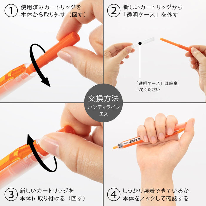 Pentel Handyline S Xslr3-F Orange Highlighter Pen with 10 Cartridges-Kiichin - The #1 Place for Japanese Goods in Your Hand!