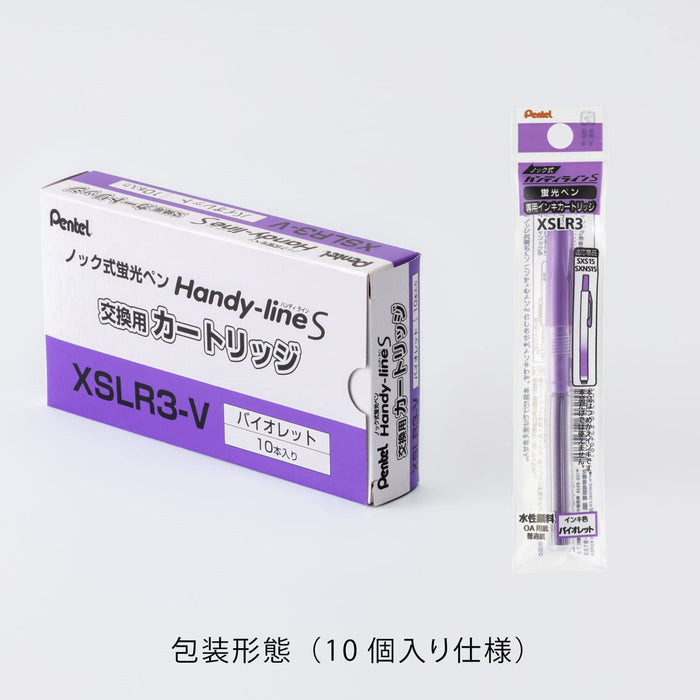 Pentel Handyline S Violet Highlighter Pen with 10 Xslr3-V Cartridges-Kiichin - The #1 Place for Japanese Goods in Your Hand!