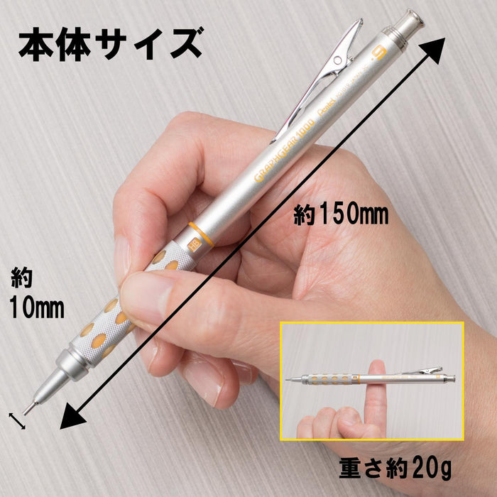 Pentel Graph Gear 1000 Silver Mechanical Pencil 0.9mm - XPG1019-Kiichin - The #1 Place for Japanese Goods in Your Hand!