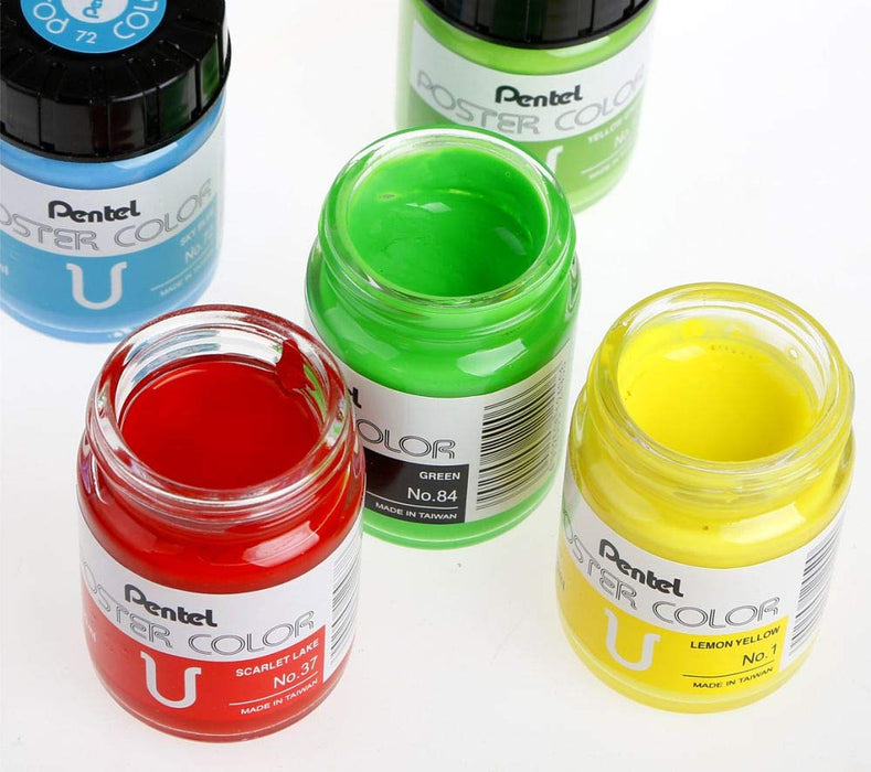 Pentel 6-Color Set Poster Paint Bottled WPU2-6DN - Vibrant Colors by Pentel-Kiichin - The #1 Place for Japanese Goods in Your Hand!