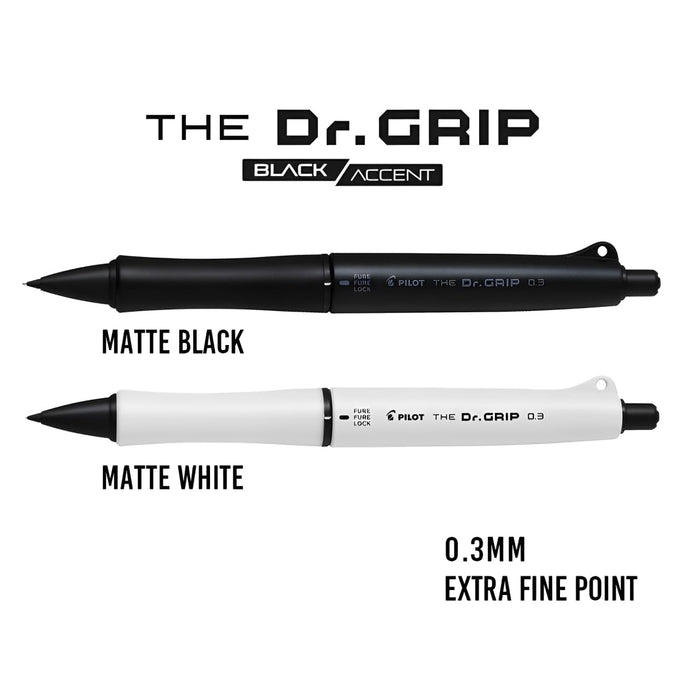 Pilot Dr. Grip 0.3mm Mechanical Pencil Matte White Black Accent-Kiichin - The #1 Place for Japanese Goods in Your Hand!