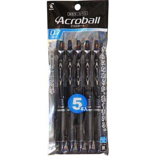 Pilot Acroball 0.7 Oil-Based Black Ballpoint Pen Pack of 5-Kiichin - The #1 Place for Japanese Goods in Your Hand!