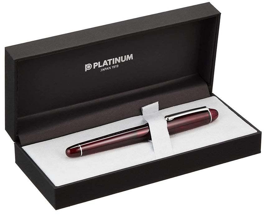 Platinum Pen #3776 Century Burgundy Double Bold Rhodium Finish Fountain Pen with Love Sticker-Kiichin - The #1 Place for Japanese Goods in Your Hand!