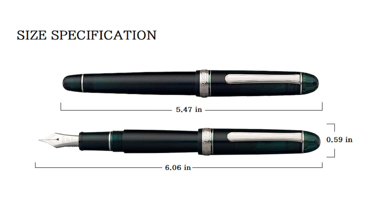Platinum Pen 3776 Century Medium Point Rhodium Finish Chartres Blue Fountain Pen with Love Kanji Sticker-Kiichin - The #1 Place for Japanese Goods in Your Hand!