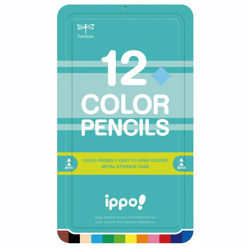 Tombow Ippo Colored Pencil Set 12 Vibrant Colors in Plain Green Slide Can-Kiichin - The #1 Place for Japanese Goods in Your Hand!