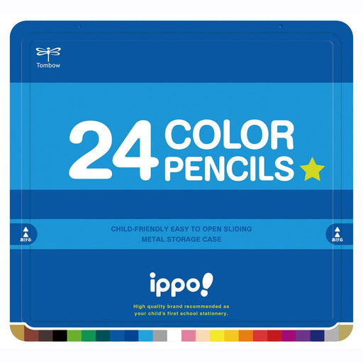 Tombow Ippo Colored Pencil Set 24 Colors Plain Blue Slide Can - Tombow Art Supplies-Kiichin - The #1 Place for Japanese Goods in Your Hand!