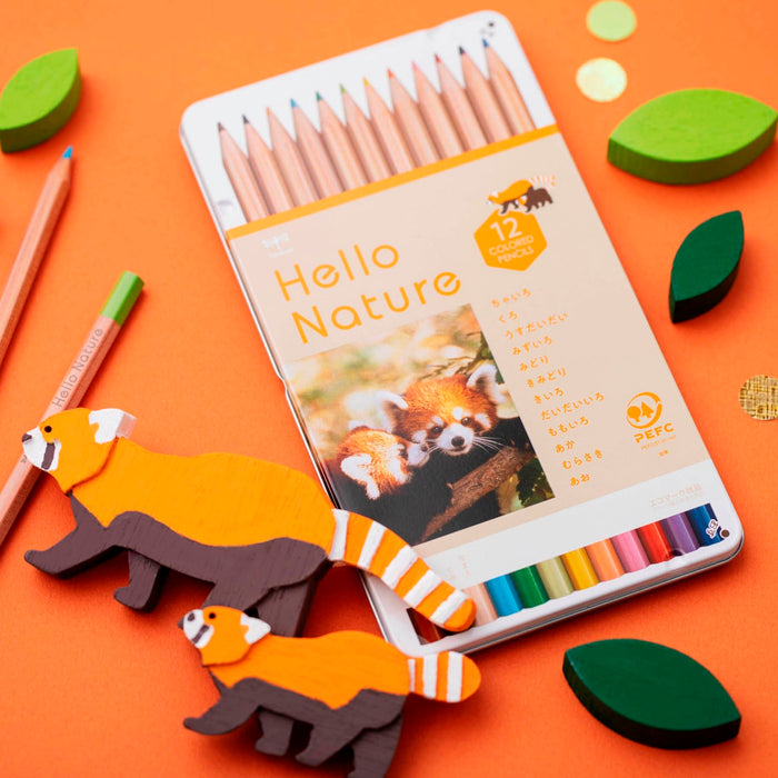Tombow Hello Nature Red Panda 12-Color Colored Pencils Set-Kiichin - The #1 Place for Japanese Goods in Your Hand!