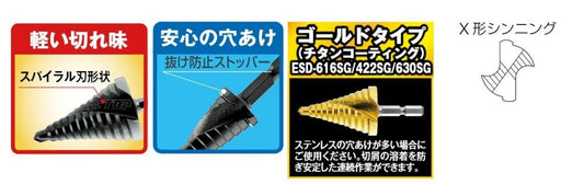 Top Kogyo Electric Drill 6-16mm Titanium Hex Shank Step Drill Made in Japan-Kiichin - The #1 Place for Japanese Goods in Your Hand!