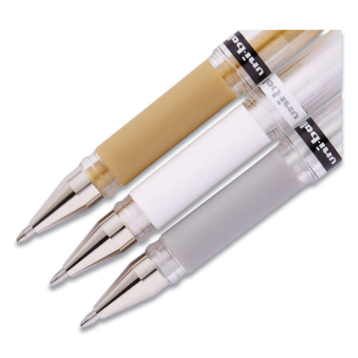 Mitsubishi Pencil Uni-Ball Signo UM-153 Bold Gel Rollerball Pens 3 Pieces - Gold Silver White-Kiichin - The #1 Place for Japanese Goods in Your Hand!