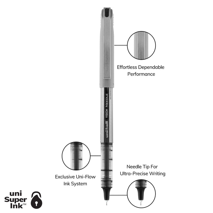 Mitsubishi Pencil Uni-Ball Vision Fine Point Roller Ball Pens Pack of 5 Black-Kiichin - The #1 Place for Japanese Goods in Your Hand!