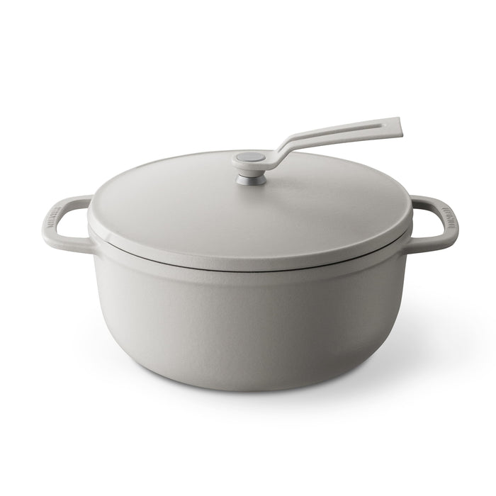 Vermicular 22Cm Cast Iron Enamel Pot Matte Linen Beige Waterless Cooking
