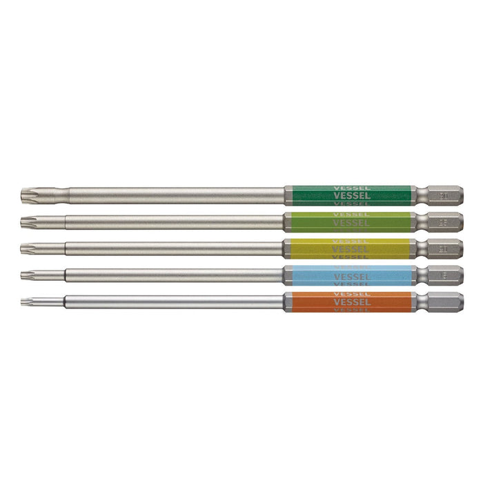Vessel 40V Compatible Torx Bit Set 5pcs T10H-T30H×150 GS5P-34-Kiichin - The #1 Place for Japanese Goods in Your Hand!