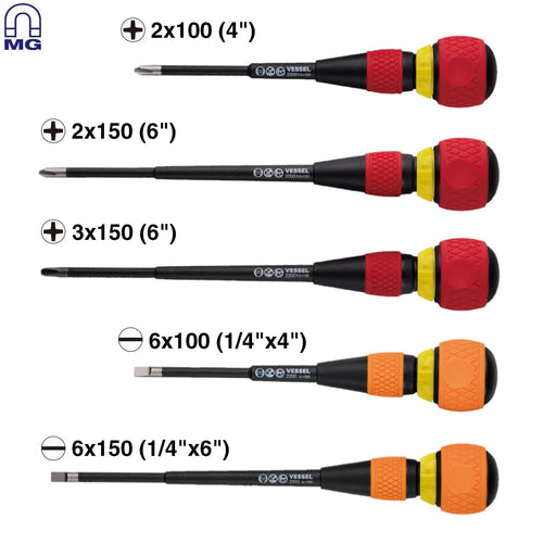 Vessel 5pc Set Ball Grip Ratchet Screwdriver in EVA Foam #1-Kiichin - The #1 Place for Japanese Goods in Your Hand!
