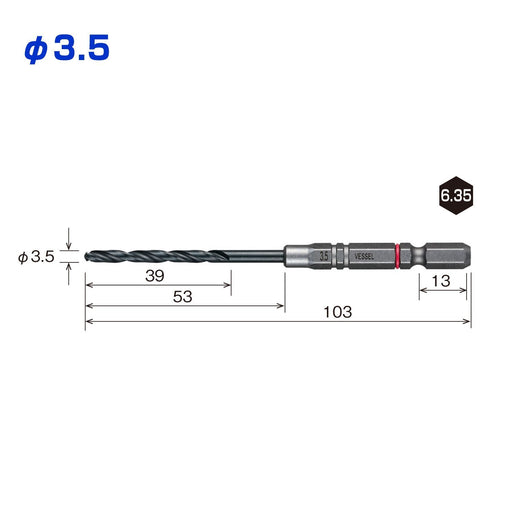Vessel 3-Piece Ironwork Cushion Drill Bit Set AMD3S-3.5 3.5mm Size-Kiichin - The #1 Place for Japanese Goods in Your Hand!