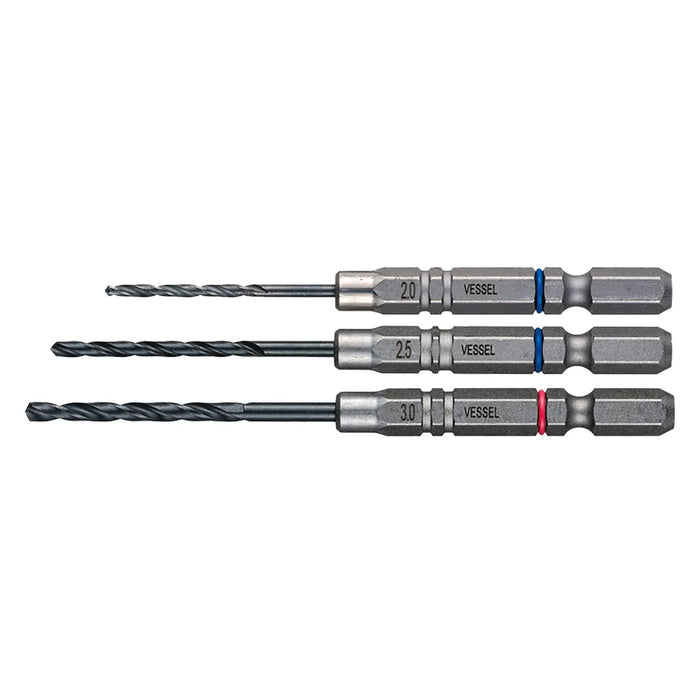 Vessel AMD3S-1 Cushion Drill Set for Ironwork 3pc with 2.0 2.5 3.0mm Bits-Kiichin - The #1 Place for Japanese Goods in Your Hand!