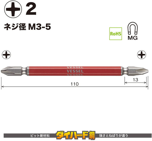 Vessel 40V Double End Plus Gosai Bit Set 2x110 Pack of 2-Kiichin - The #1 Place for Japanese Goods in Your Hand!