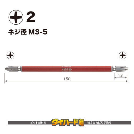 Vessel 40V Compatible 2-Piece Double Ended Gosai Bit Set GS142150-Kiichin - The #1 Place for Japanese Goods in Your Hand!