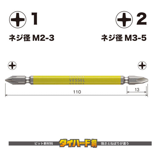 Vessel 40V Double-Ended Combination Gosai Bits +1/+2x110 2pc Set GS141211-Kiichin - The #1 Place for Japanese Goods in Your Hand!