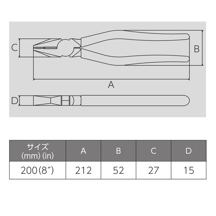 Victor Pliers 200mm JIS Standard with Molded Cover 265A-200-Kiichin - The #1 Place for Japanese Goods in Your Hand!