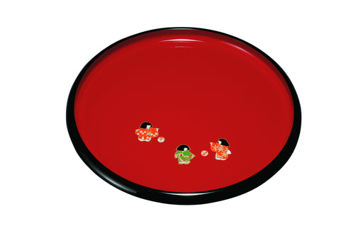 Yamaya Lacquerware Shop 30cm Vermilion Round Tray Nakayoshi Collection-Kiichin - The #1 Place for Japanese Goods in Your Hand!