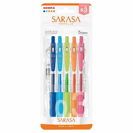 Zebra 5-Color Set Sarasa Clip Gel Ballpoint Pen 0.3mm JJH15-5C-N-Kiichin - The #1 Place for Japanese Goods in Your Hand!