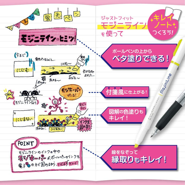 Zebra Just Fit Mojini Line 5-Color Highlighter Set Compact Size 11.6x135.1mm-Kiichin - The #1 Place for Japanese Goods in Your Hand!