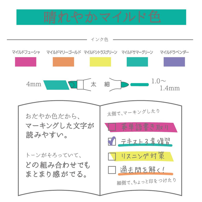 Zebra Mild Liner Highlighter Pen Radiant Mild Color 5 Colors Pack - Wkt7-5C-Hc-N-Kiichin - The #1 Place for Japanese Goods in Your Hand!