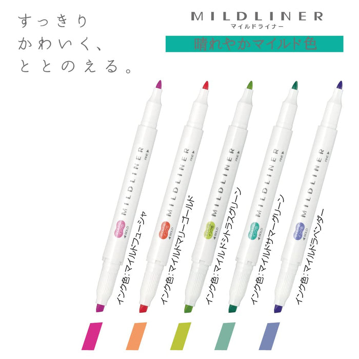 Zebra Mild Liner Highlighter Pen Radiant Mild Color 5 Colors Pack - Wkt7-5C-Hc-N-Kiichin - The #1 Place for Japanese Goods in Your Hand!