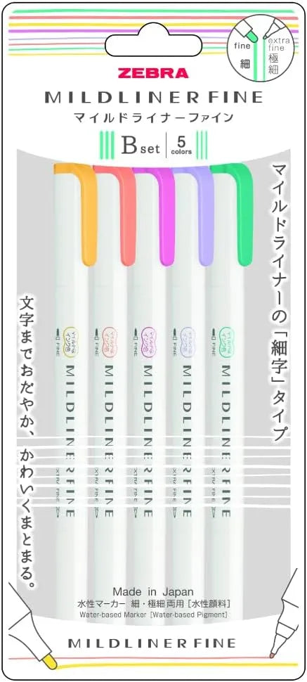 Zebra Fountain Pen WYT9-5C-B Mildliner Fine 5 Color Set B