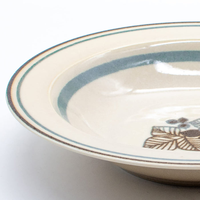Aito Anyware Bowl Plate L 21cm Feuille Leaf Blue Gray Mino Ware 111045-Kiichin - The #1 Place for Japanese Goods in Your Hand!