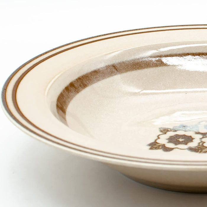 Aito Anyware Bowl Plate L 21cm Fleurage Brown Mino Ware 111043-Kiichin - The #1 Place for Japanese Goods in Your Hand!