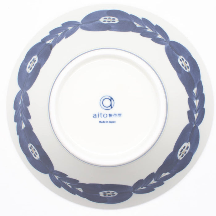 Aito Blossom Blossom Bowl Plate L 19cm Light Blue Navy Mino Ware 111004-Kiichin - The #1 Place for Japanese Goods in Your Hand!