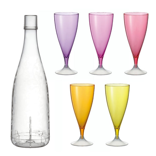 Akebono Glass Five Champagne Glass Set - Elegant Glassware for Celebrations-Kiichin - The #1 Place for Japanese Goods in Your Hand!