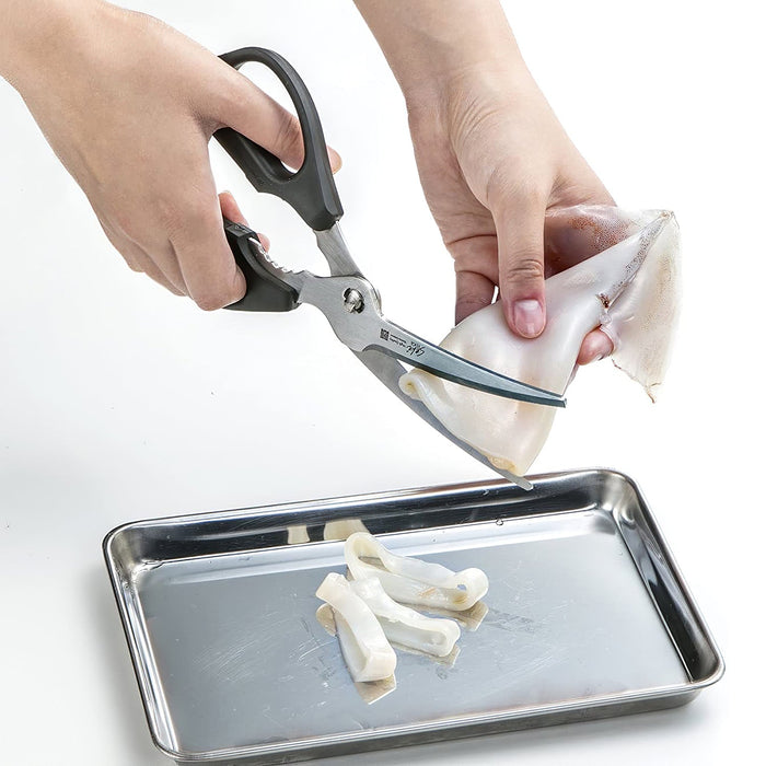 Green Bell Stainless Steel Kitchen Scissors - Curved Blade-Kiichin - The #1 Place for Japanese Goods in Your Hand!