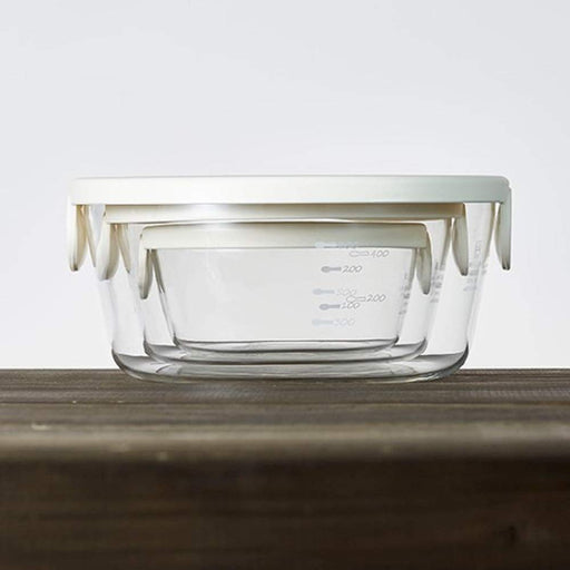 Hario Glass Storage Container Set (3) - Heat Resistant, White, Made In Japan-Kiichin - The #1 Place for Japanese Goods in Your Hand!