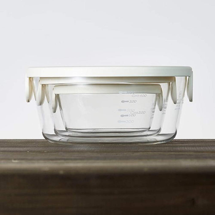 Hario Glass Storage Container Set (3) - Heat Resistant, White, Made In Japan-Kiichin - The #1 Place for Japanese Goods in Your Hand!