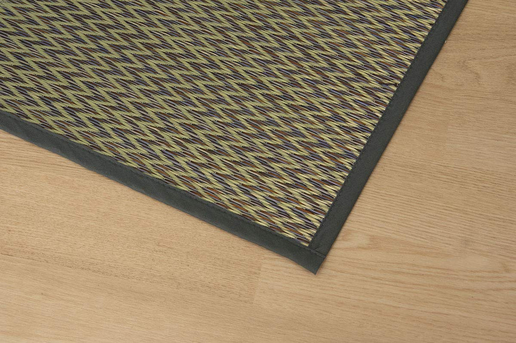 Ikehiko Gray Rush Rug Carpet - Japanese Hanagoza Dx Pia Edoma 2 Tatami - 174X174Cm-Kiichin - The #1 Place for Japanese Goods in Your Hand!