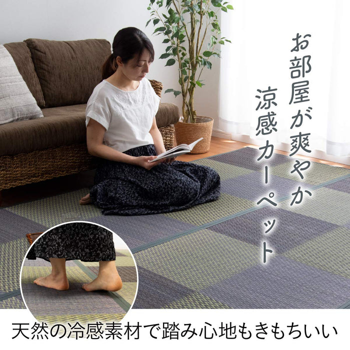 Ikehiko Gray Rush Rug Carpet - Japanese Hanagoza Dx Pia Edoma 2 Tatami - 174X174Cm-Kiichin - The #1 Place for Japanese Goods in Your Hand!