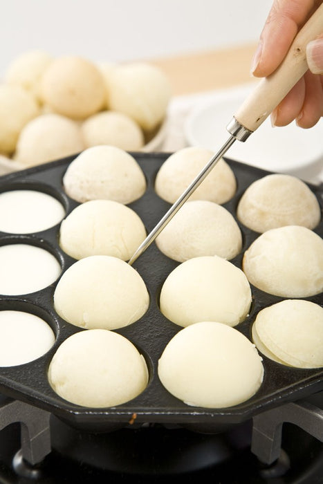 Ikenaga Iron Works Takoyaki Maker - 14 Holes, Ih/Gas Compatible, Japan Wooden Pattern-Kiichin - The #1 Place for Japanese Goods in Your Hand!